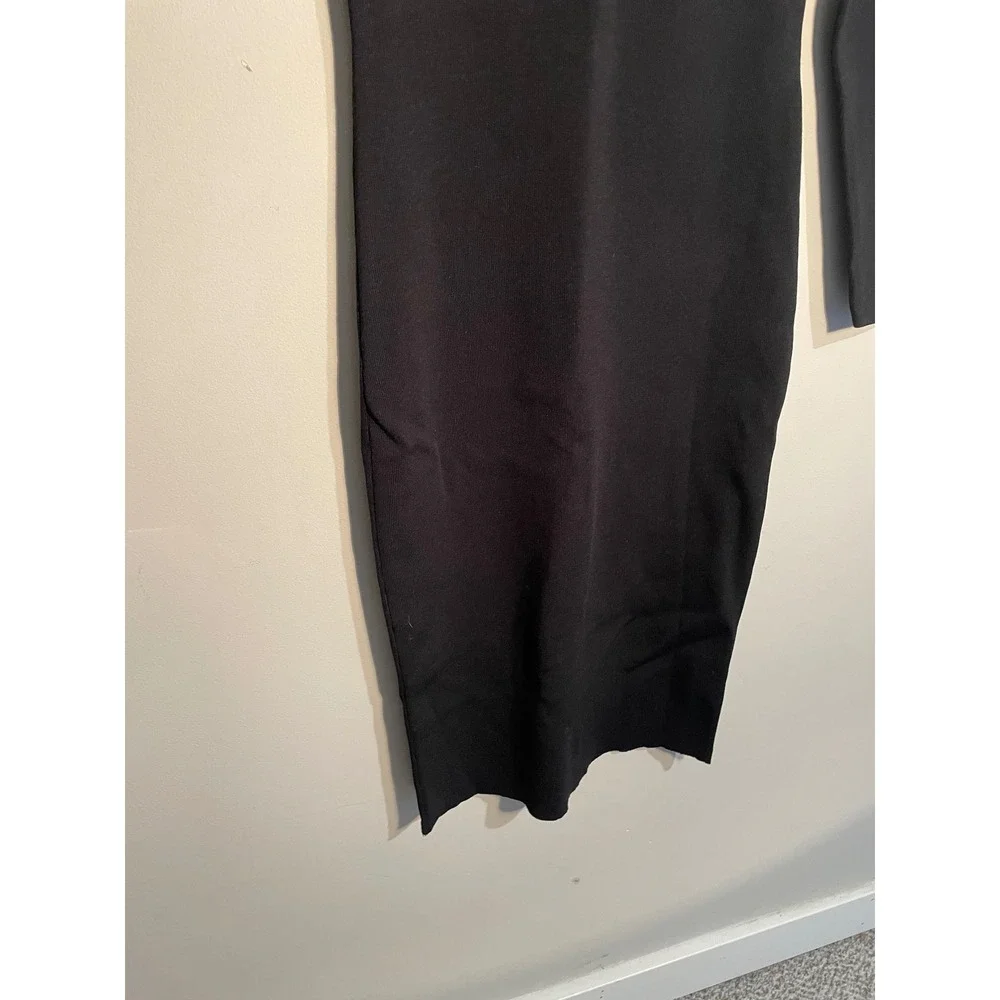 J.Crew Black Scoop Neck‎ Bodycon Long Sleeve Midi Dress Size XS